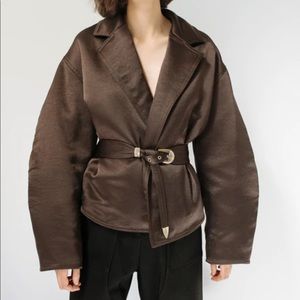Nanushka Brown Mantra Belted Jacket Size Medium